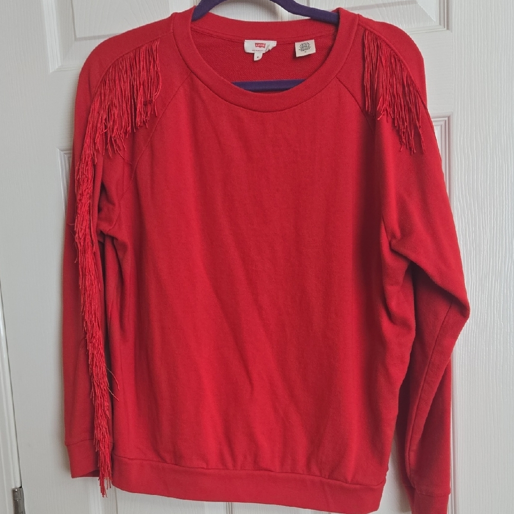 Levi's Vibrant Red Women's Sweater with Fringe
